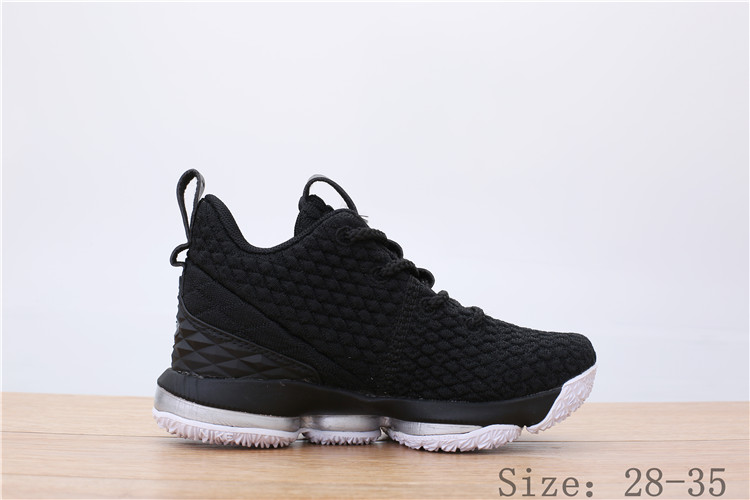 Kids Nike LeBron 15 Black White Shoes